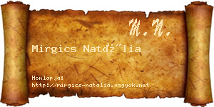 Mirgics Natália névjegykártya
